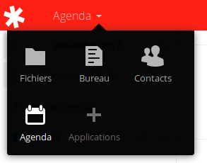 Application Agenda dans le menu des applications