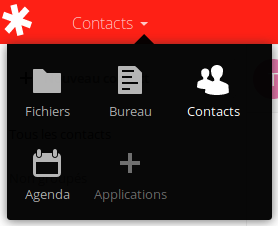Application Contacts dans le menu des applications
